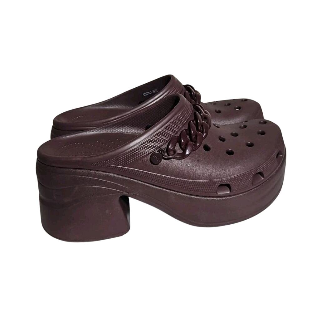 CROCS Siren Dark Cherry Chain Clog Heel W 13 M 11 Comfort Platform Waterproof